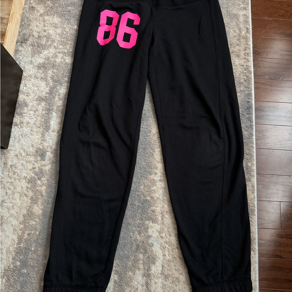 PINK Victoria's Secret Black Cotton Sweatsuit. Pants and zip jacket together. - Picture 5 of 7